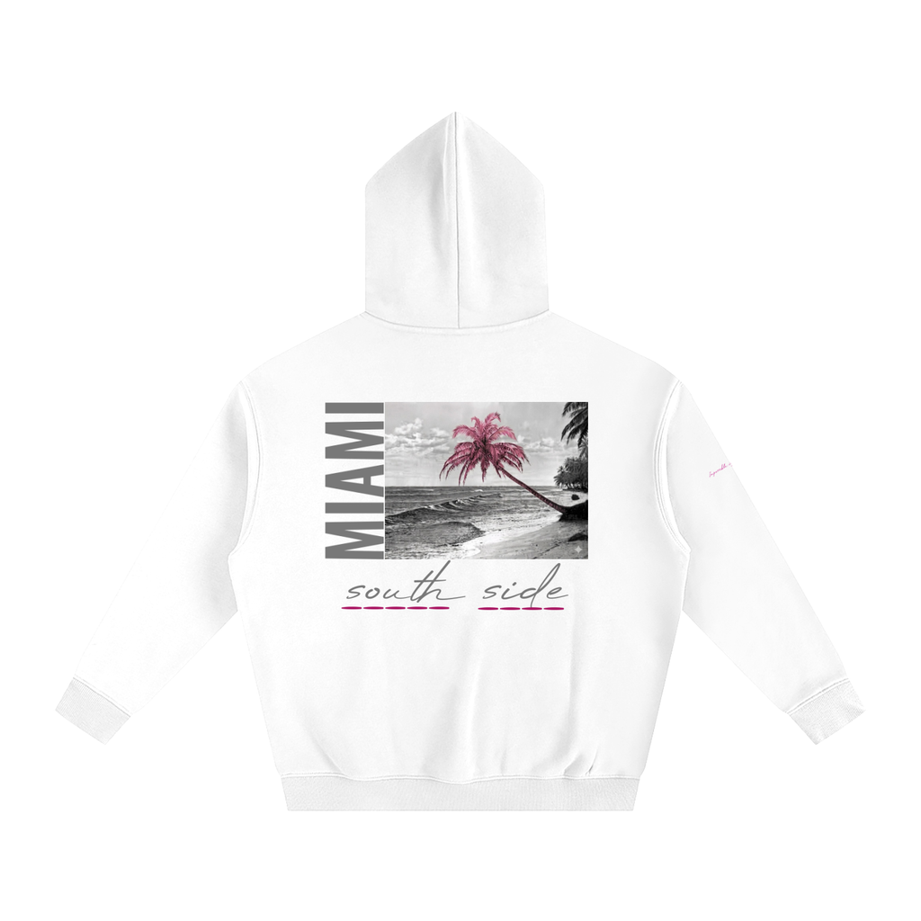 Monre Oversize Fleeced Hoodie/ pink palm tree