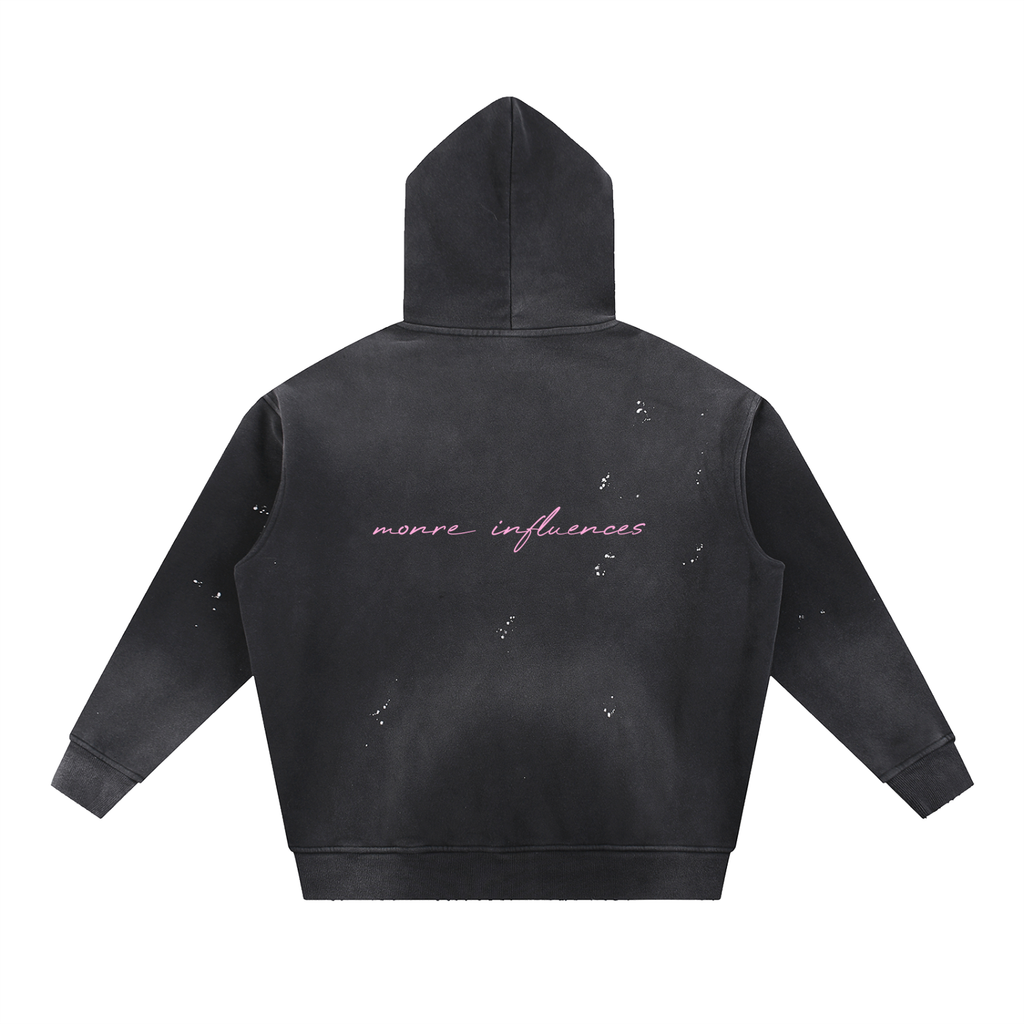 Monre Vintage Washed Frayed Fleece Hoodie First Edition Collection