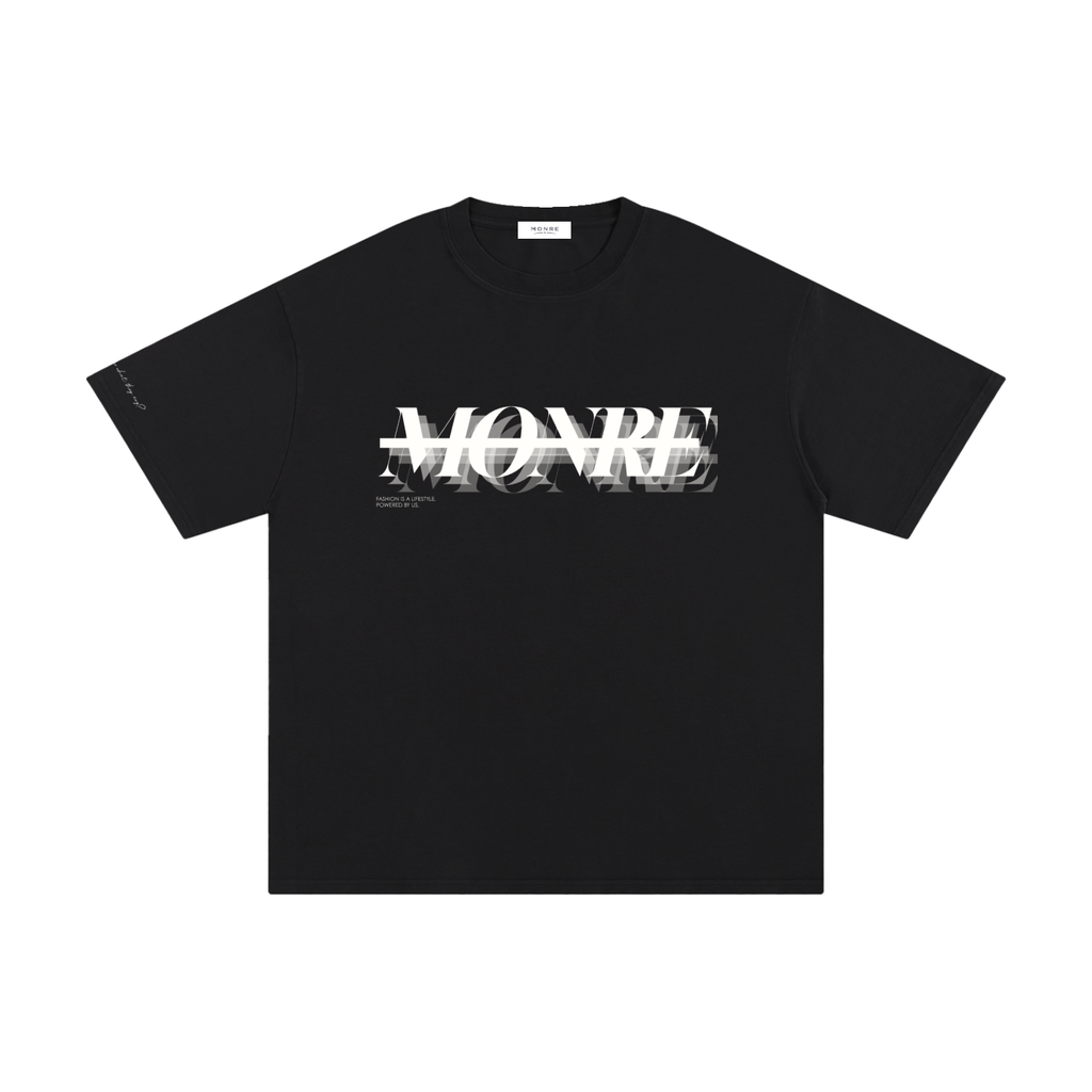 Monre Unisex Pure Cotton T-Shirt/line wording/ black