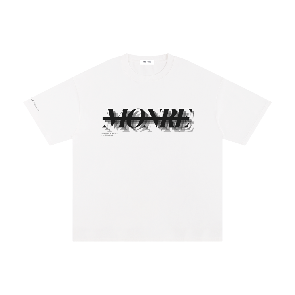 Monre Unisex Pure Cotton T-Shirt/ line wording/white