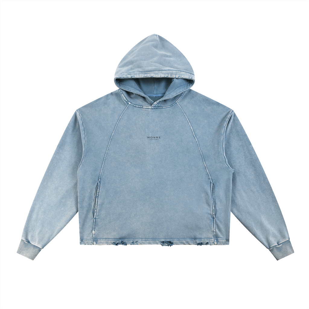 Monre Vintage Washed Frayed-Hem Hoodie First Edition Collection
