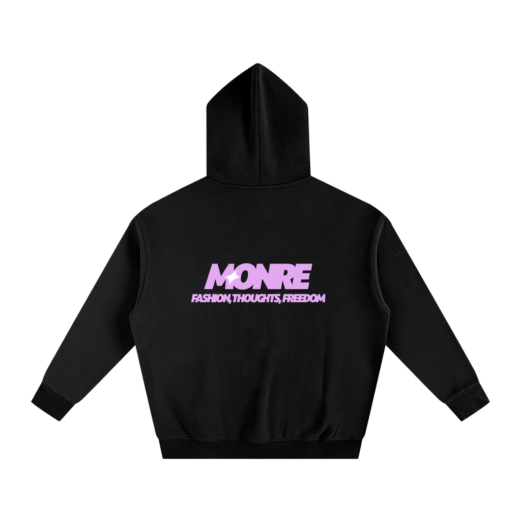 Monre Oversize Fleeced Hoodie/ retro text