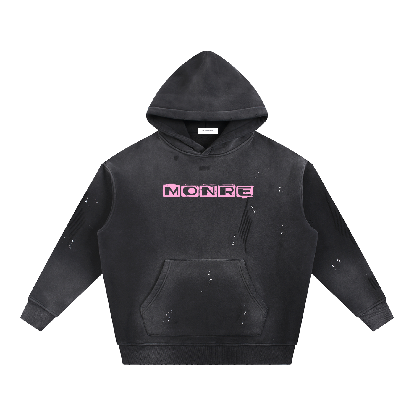Monre Vintage Washed Frayed Fleece Hoodie First Edition Collection