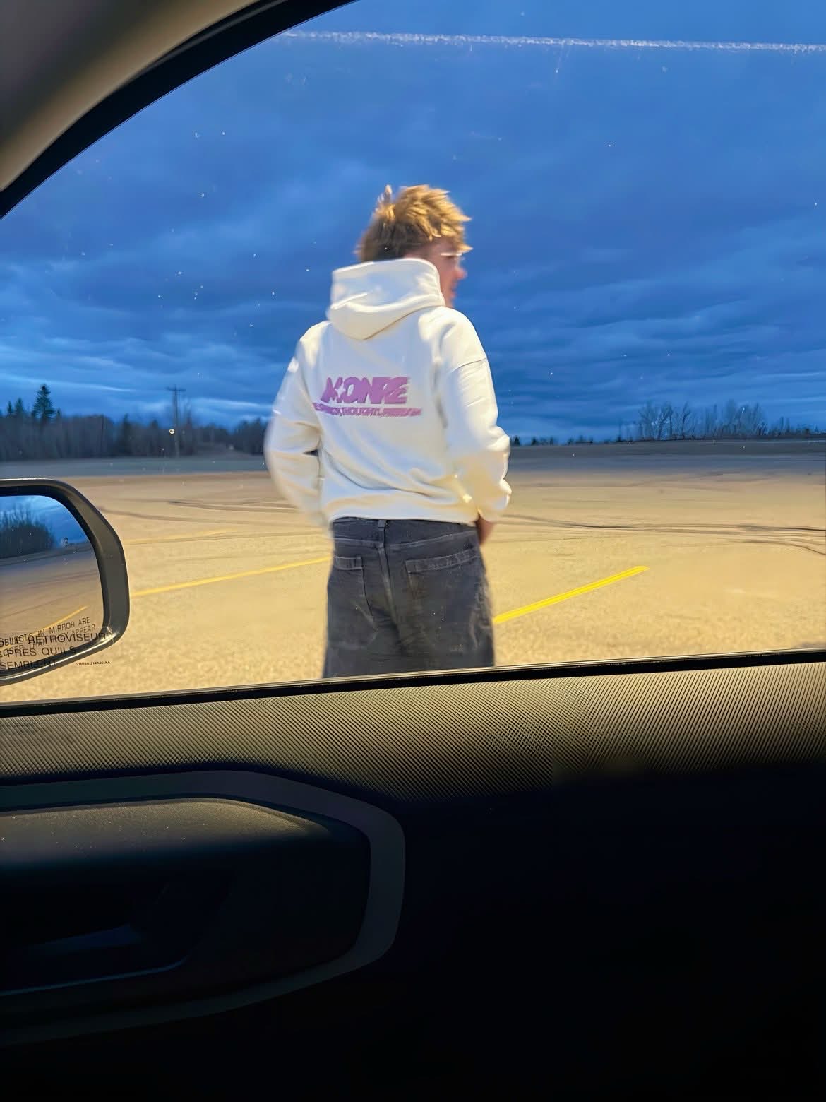 Monre Oversize Fleeced Hoodie/ retro text