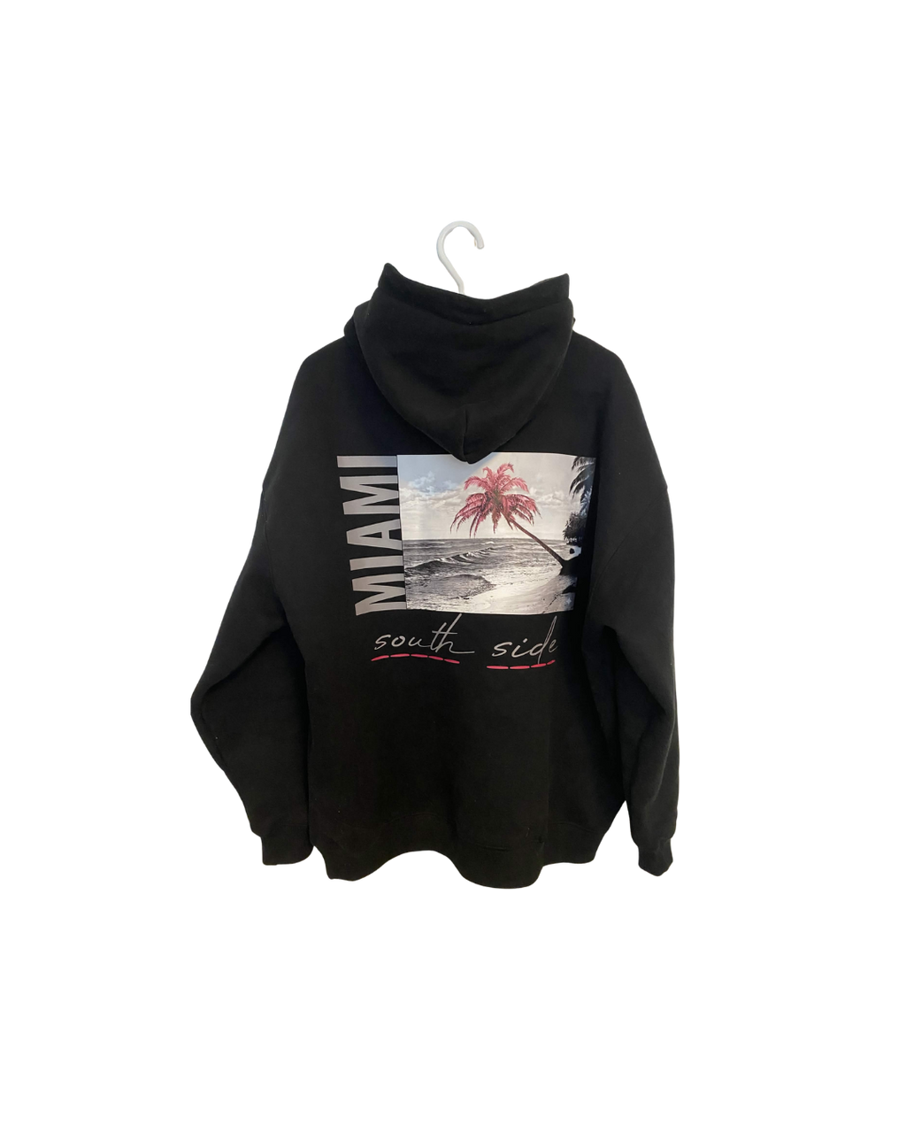Monre Oversize Fleeced Hoodie/ pink palm tree