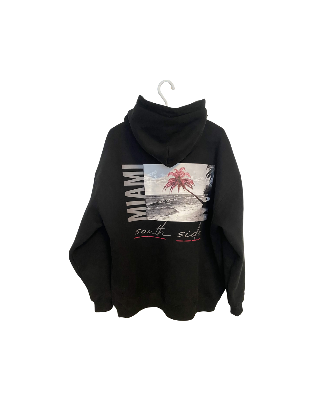 Monre Oversize Fleeced Hoodie/ pink palm tree