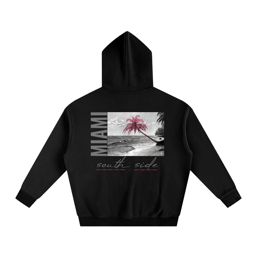 Monre Oversize Fleeced Hoodie/ pink palm tree
