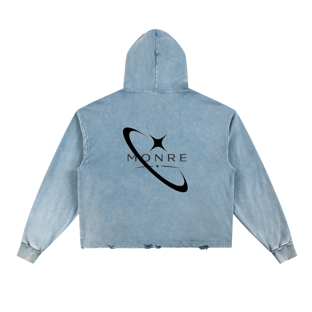 Monre Vintage Washed Frayed-Hem Hoodie First Edition Collection